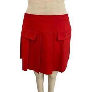 Vintage Y2K Trina Turk Los Angeles Red Pleated Skirt With Button Details Size 6